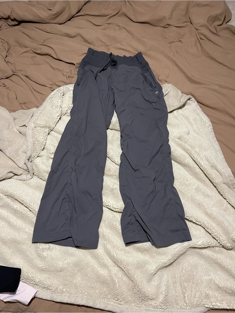 Lululemon Grey Pinstripe Wide-Leg Casual Pants